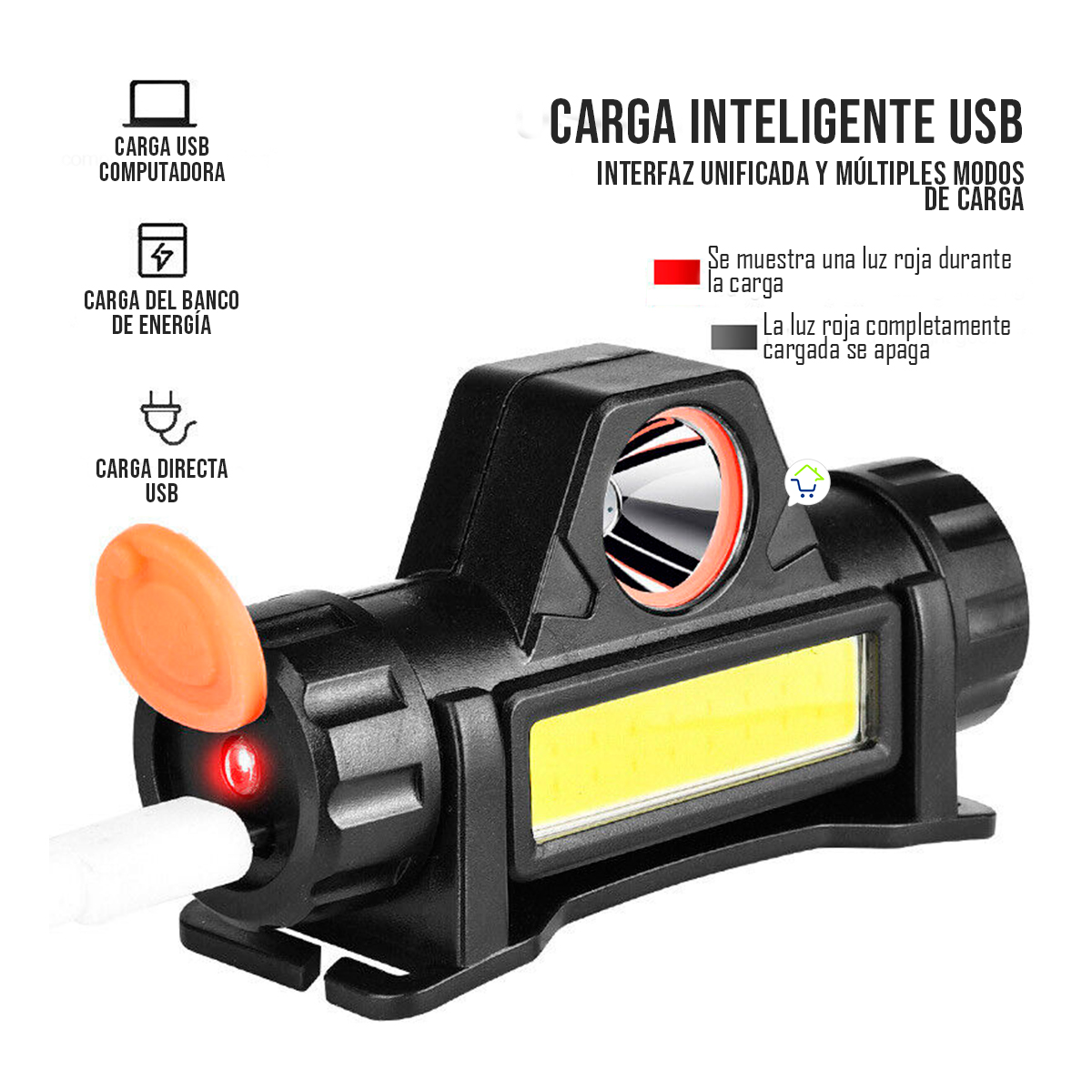 Miniatura 4 de Linterna Minera LED USB 2 Modos BY101